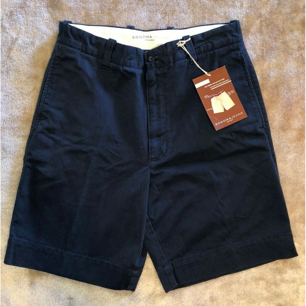 New Sonoma Shorts Men's Size 32 Navy flat front Chino